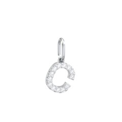 Pavé Initial Charm-C – 10K Yellow Gold with White Premium Zirconia