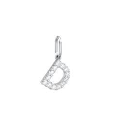 Pavé Initial Charm-D – Sterling Silver with White Premium Zirconia
