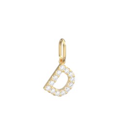 Pavé Initial Charm-D in 10K Solid Yellow Gold with White Premium Zirconia