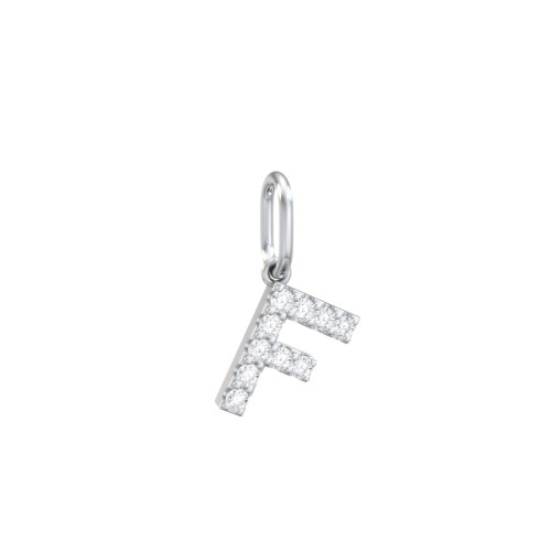 Pavé Initial Charm-F – Sterling Silver with White Premium Zirconia