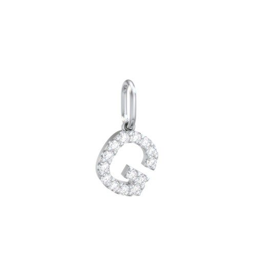 Pavé Initial Charm-G – Sterling Silver with White Premium Zirconia