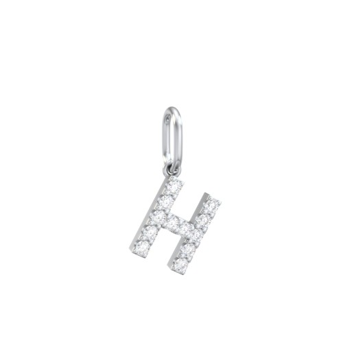 Pavé Initial Charm-H – Sterling Silver with White Premium Zirconia