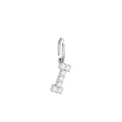 Pavé Initial Charm-I – Sterling Silver with White Premium Zirconia