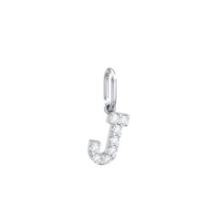 Pavé Initial Charm-J – Sterling Silver with White Premium Zirconia