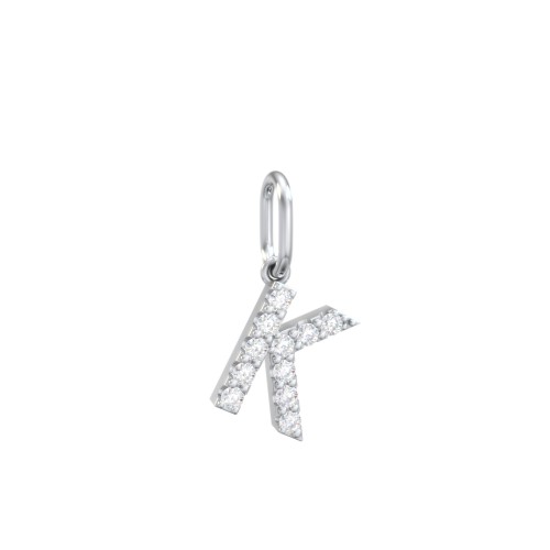 Pavé Initial Charm-K – Sterling Silver with Lab Diamond