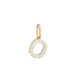 Pavé Initial Charm-O in 10K Solid Yellow Gold with White Premium Zirconia