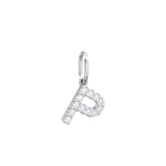 Pavé Initial Charm-P – Sterling Silver with White Premium Zirconia