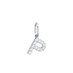 Pavé Initial Charm-P in 925 Sterling Silver with White Premium Zirconia