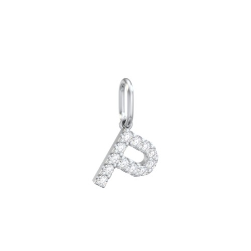 Pavé Initial Charm-P – Sterling Silver with White Premium Zirconia