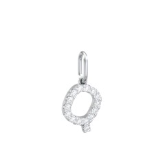 Pavé Initial Charm-Q – Sterling Silver with White Premium Zirconia