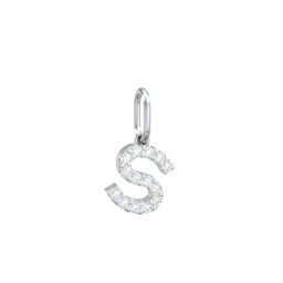 Pavé Initial Charm-S in 925 Sterling Silver with White Premium Zirconia