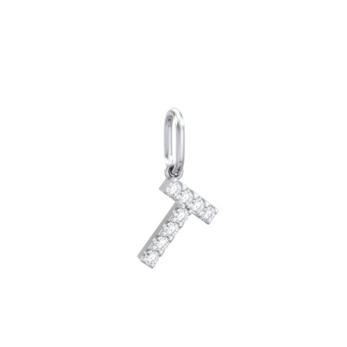 Pavé Initial Charm-T – Sterling Silver with White Premium Zirconia