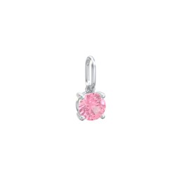 Round Gemstone Charm in 925 Sterling Silver with Pink Tourmaline