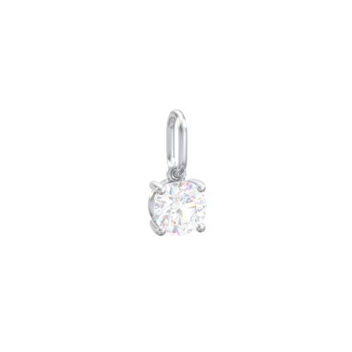Round Gemstone Charm – Sterling Silver with Diamond