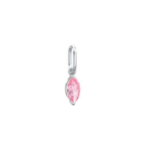 Marquise Gemstone Charm – Sterling Silver with Pink Tourmaline