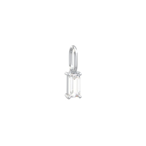 Baguette Gemstone Charm – Sterling Silver with Diamond
