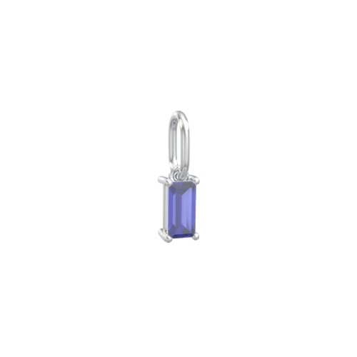Baguette Gemstone Charm – Sterling Silver with Blue Sapphire