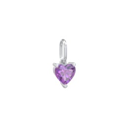 Heart Gemstone Charm in 925 Sterling Silver with Amethyst