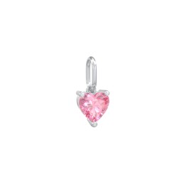 Heart Gemstone Charm in 925 Sterling Silver with Pink Tourmaline