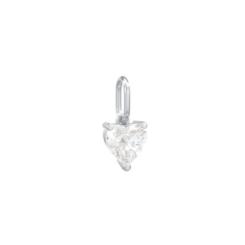 Heart Gemstone Charm – Sterling Silver with Diamond