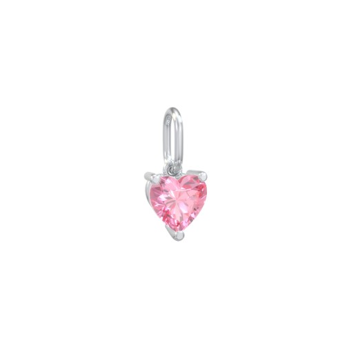Heart Gemstone Charm – Sterling Silver with Pink Tourmaline