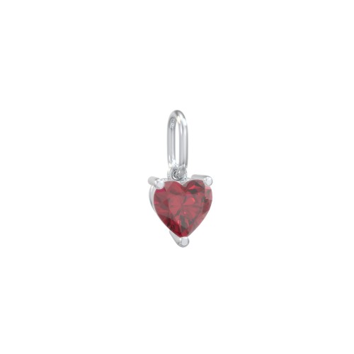 Heart Gemstone Charm – Sterling Silver with Ruby