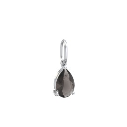 Pear Gemstone Charm in 925 Sterling Silver with Smokey Quartz