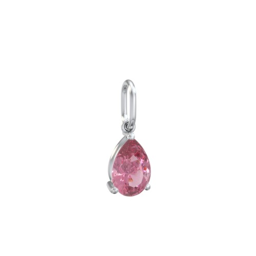 Pear Gemstone Charm – Sterling Silver with Pink Tourmaline