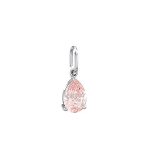 Pear Gemstone Charm – Sterling Silver with Morganite