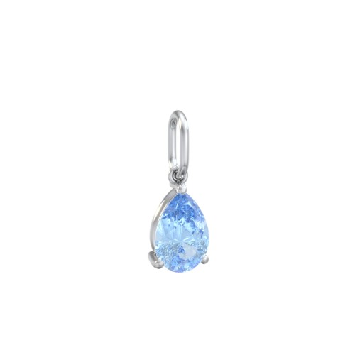 Pear Gemstone Charm – Sterling Silver with Blue Topaz