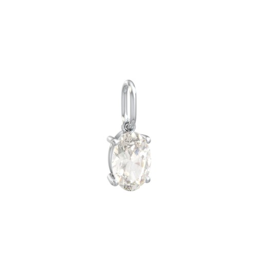 Oval Gemstone Charm – Sterling Silver with Cubic Zirconia