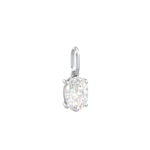 Oval Gemstone Charm – Sterling Silver with Diamond
