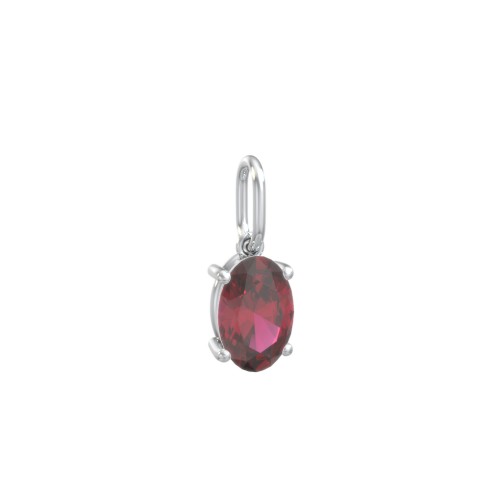 Oval Gemstone Charm – Sterling Silver with Ruby