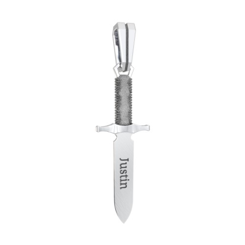 Men’s Engravable Dagger Pendant – Sterling Silver
