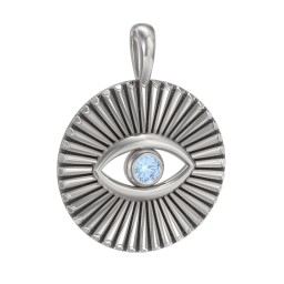 Men's Evil Eye Disc Pendant with Gemstone