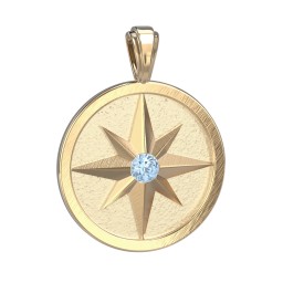 Men's Engravable North Star Disc Pendant with Gemstone