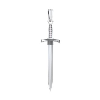 Men's Engravable Sword Pendant with Accent Stones