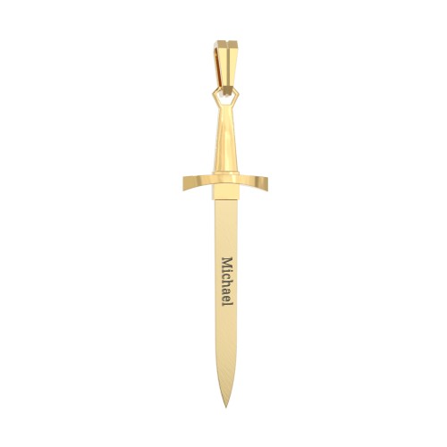 Men's Engravable Sword Pendant with Accent Stones