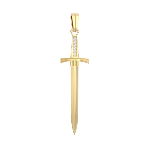 Men's Engravable Sword Pendant with Accent Stones