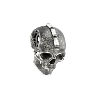 Men's Skull Pendant with Baguette Gemstone Mohawk