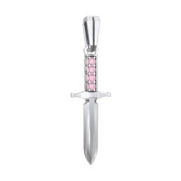 Men's Engravable Dagger Pendant with Gemstones