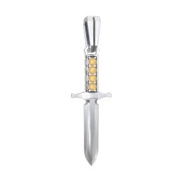 Men's Engravable Dagger Pendant with Gemstones