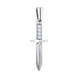 Men's Engravable Dagger Pendant with Gemstones