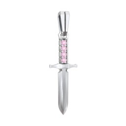 Men's Engravable Dagger Pendant with Gemstones