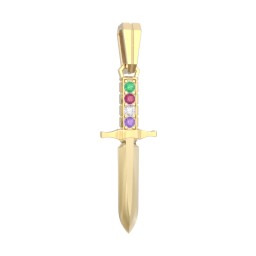 Men's Engravable Dagger Pendant with Gemstones