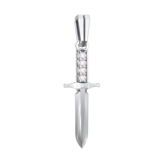 Men's Engravable Dagger Pendant with Gemstones