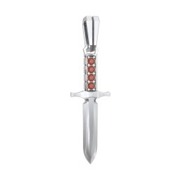 Men's Engravable Dagger Pendant with Gemstones in 925 Sterling Silver with Garnet