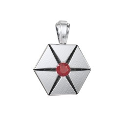 Men's Engravable Starburst Hexagon Pendant with Gemstone