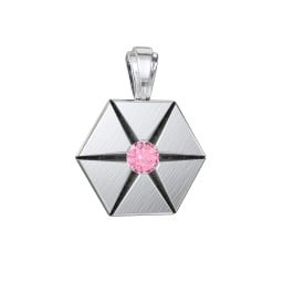 Men's Engravable Starburst Hexagon Pendant with Gemstone