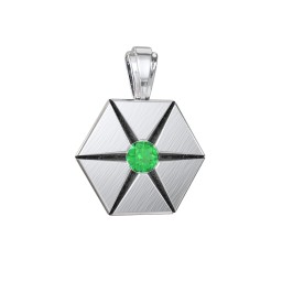 Men's Engravable Starburst Hexagon Pendant with Gemstone